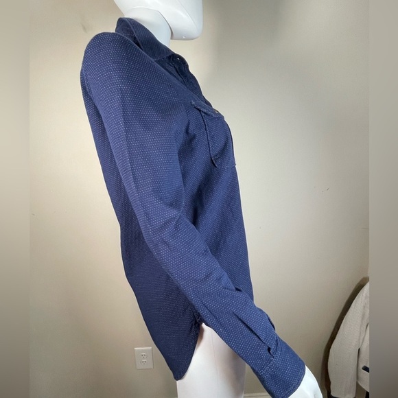 Paige Kadie Shirt In Whisper Dot Womens Sz XS Blue Denim Button Down Long Sleeve - Picture 7 of 13